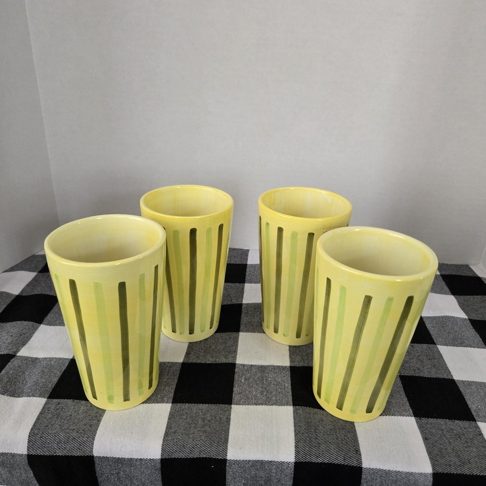 DesignPac Ceramic Tumblers Set‎ Of 4 Appear Hand Painted Hand Painted